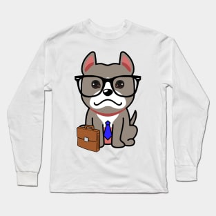 Cute grey Dog is a colleague at work Long Sleeve T-Shirt